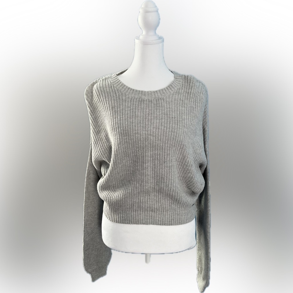 Hollister Sweater Women's Size Small Gray Pullover Knitted Boat Neck Long Sleeve